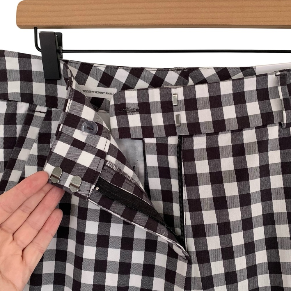 Loft Black & White Gingham Skinny Ankle Pants (Crop Cottage Pixie Plaid Retro) - Picture 6 of 8